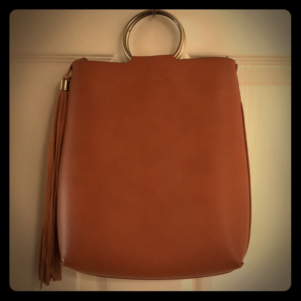 New tan anthropology tote (or crossbody) bag